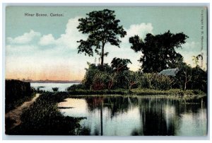 c1910's View Of River Scene And Trees Hong Kong Unposted Antique Postcard 