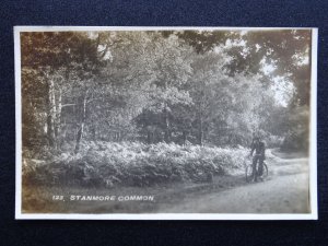 London Harrow STANMORE COMMON showing Cyclist c1919 RP Postcard