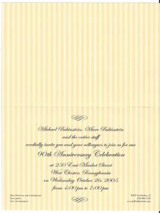 West Chester PA Rubinsteins Invitation Card 90th Anniversary