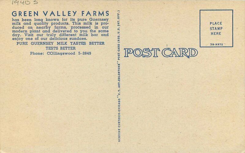 Crystal Lake Haddonfield New Jersey Green Valley Farms 1940s Postcard 10844