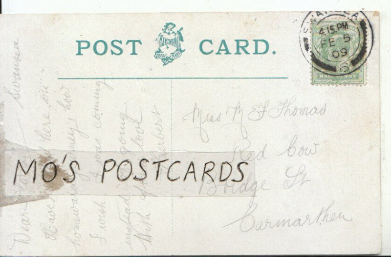 Genealogy Postcard - Thomas - Red Cow - Bridge Street - Carmarthen - Ref 8955A