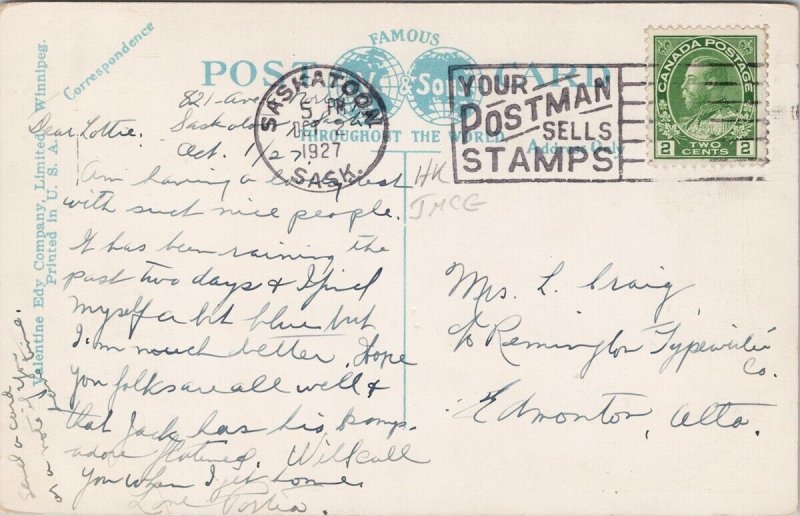 Second Avenue Saskatoon SK Saskatchewan c1927 Postcard H58