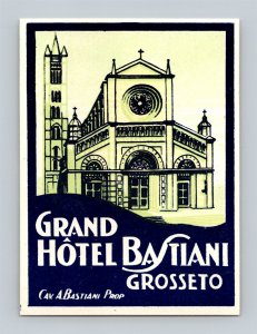 Grand Hotel Bastiani Grosseto Tuscany Italy Luggage Label Decal