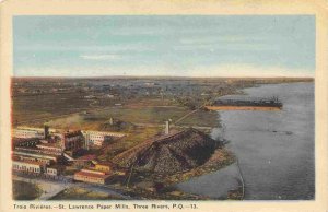 St Lawrence River Paper Mills Three Rivers Quebec Canada 1940s postcard