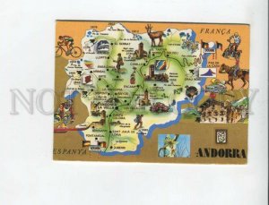 470400 Principality of Andorra MAP postcard