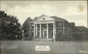 Cedartown GA - City Hall - Fire Station - Old Postcard