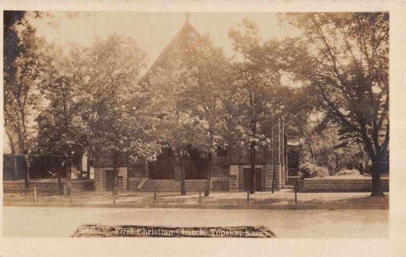 Topeka Kansas First Christian Church Real Photo Antique Postcard K102343