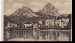 Schweiz Vierwaldstaettersee Brunnen mit Mythen Real Photo RPPC