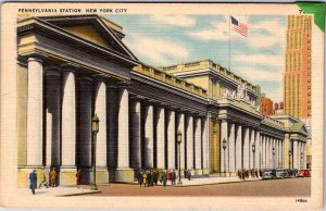 Postcard TRAIN STATION SCENE New York City New York NY AL7207