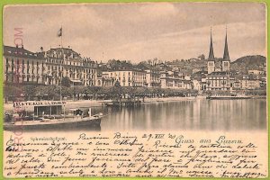 ad6568 - SWITZERLAND - Postcards VINTAGE POSTCARD - Greetings from Lucerne - 1900-
