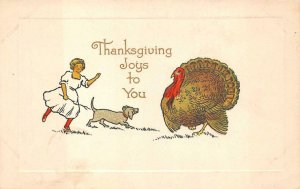 THANKSGIVING HOLIDAY TURKEY DOG CUPERTINO CALIFORNIA RFD CANCEL POSTCARD 1914