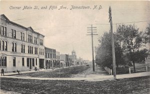 J39/ Jamestown North Dakota Postcard c1910 Corner Main Fifth Stores 216