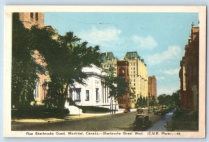 Montreal Quebec Canada Postcard Sherbrooke Street West c1940's Unposted