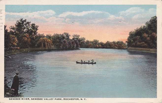 Genesee Valley Park, Rochester, New York - Canoe on Genesee River - pm 1917 - WB