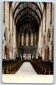 London Ontario Canada Postcard Interior of St. Peter's Church c1910 Unposted