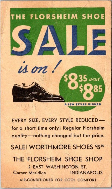 Advertising Florsheim Shoe Shop Sale Indianapolis Indiana 1937