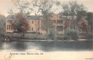 Hand Colored Postcard Kosclusko Lodge in Winona Lake, Indiana~130548