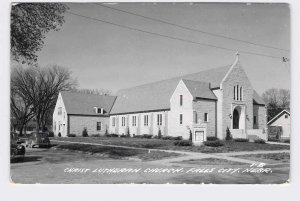 RPPC REAL PHOTO POSTCARD NEBRASKA FALLS CITY CHRIST LUTHERAN CHURCH FRONT EXTERI