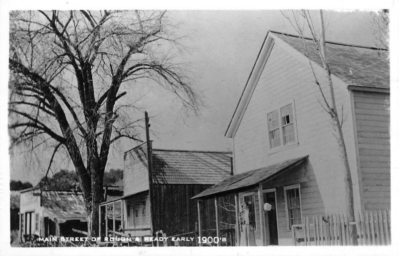 RPPC ROUGH & READY, CA Early 1900s Main St Slave Girl Tree '50s Vintage Postcard