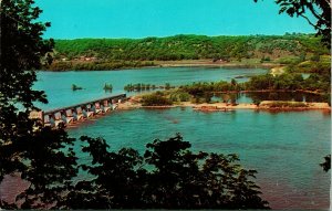 Vtg Chrome Postcard - US Government Lock and Dam Mississippi River Dexter Press