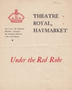 Under The Red Robe Stanley Weyman Romance Haymarket Victorian Theatre Programme