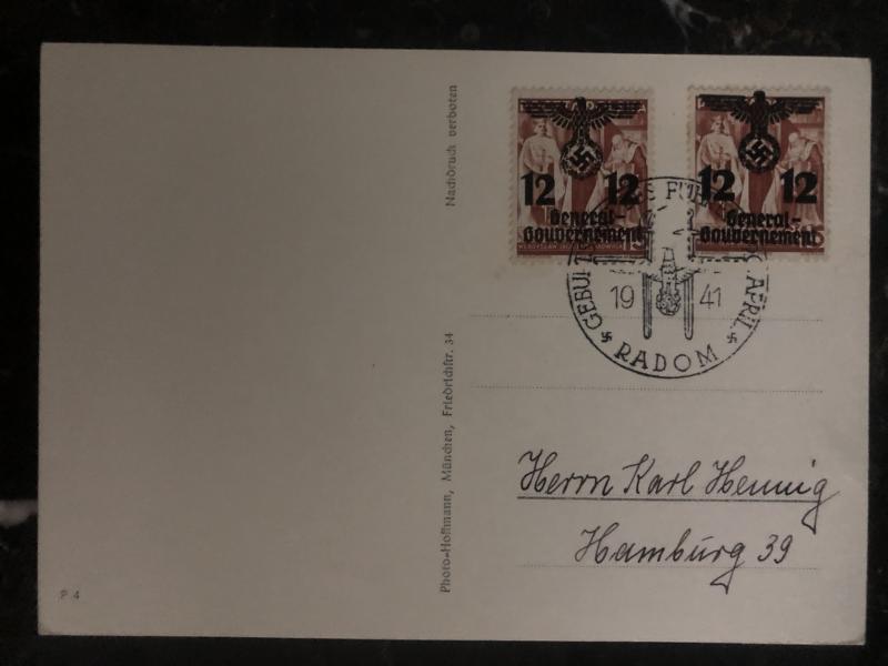 1941 Radom GG Germany Postcard RPPC cover the fuhrer on the east front