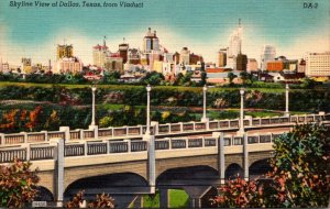 Texas Dallas Skyline View From Viaduct 1949