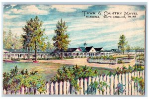 1957 Town And Country Motel Scene Allendale South Carolina SC Posted Postcard 