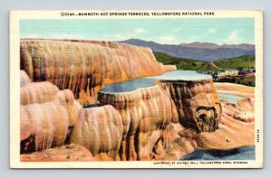 Yellowstone National Park WY Mammoth Hot Springs Linen Cancel WOB Postcard 