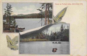 Views on Forked Lake Adirondack Mountains New York 1910c postcard