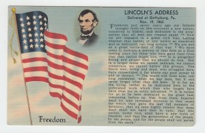 P2096,  old patriotic postcard freedom usa flag freedom lincoln address unused