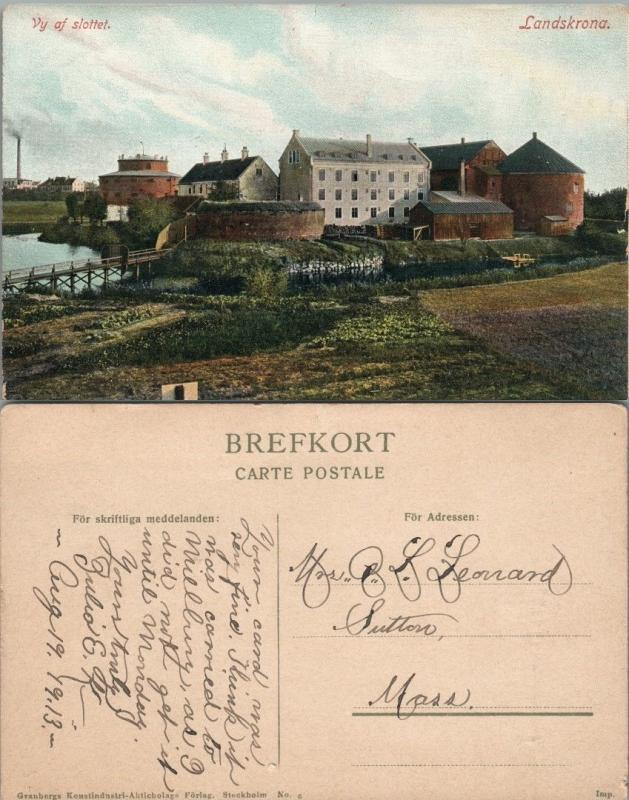 LANDSKRONA SWEDEN ANTIQUE POSTCARD