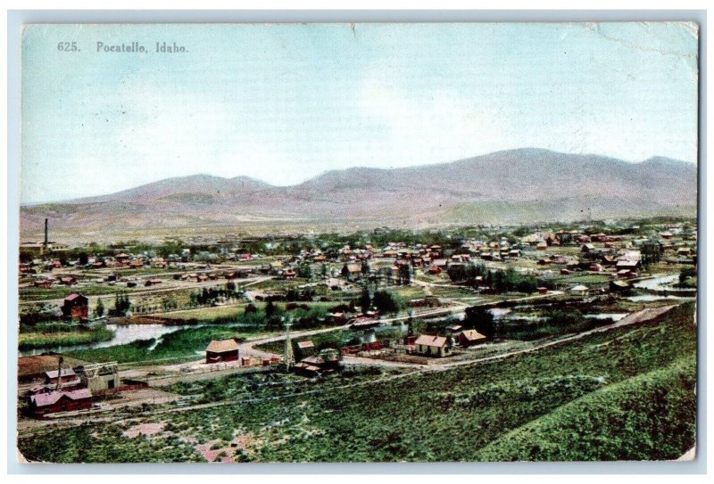 Pocatello Idaho ID Postcard Aerial View City Houses Trees 1910 Vintage Antique