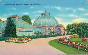 USA Horticultural Building Belle Isle Michigan Vintage Postcard 07.45