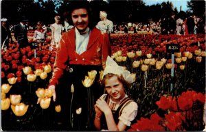 Holland Michigan Tulip Time Scenic Flower Fields Dutch Girls Chrome Postcard 