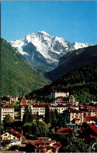 Vtg Interlaken Switzerland Jungfra Summit Bernese Alps Postcard