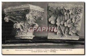 Old Postcard Paris Cathedral of Chartres Capital and friezes panel southern p...