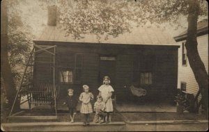 Children Americana Porch Swing Nice Details c1910 Real Photo Postcard