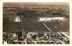 RPPC Postcard; Causeways Link Miami & Miami Beach FL, Gerecke #42, Posted 1940