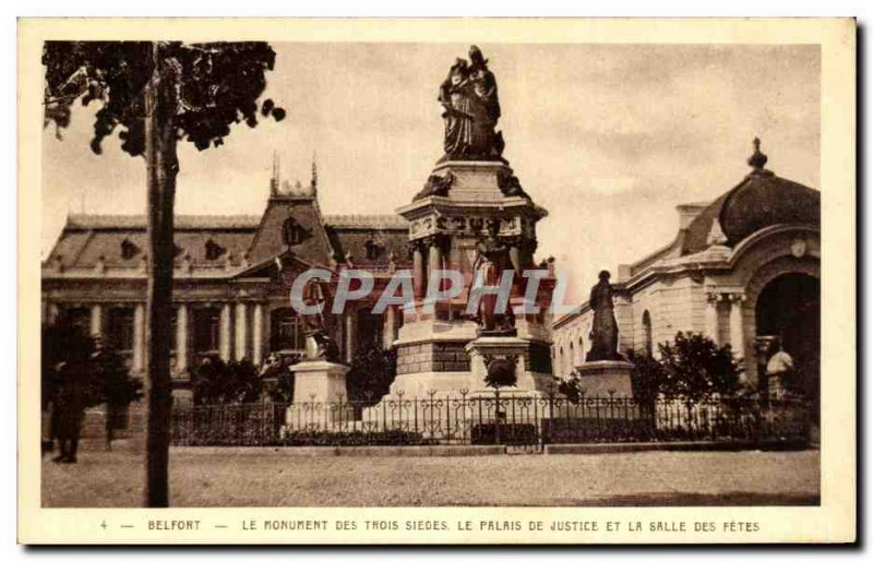 Old Postcard Belfort Monument Of The Three Seats Courthouse and La Salle Des ...