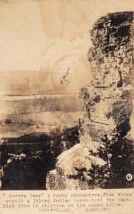 Cumberland Maryland Lovers Leap Person Diving off Cliff Real Photo PC AA84040