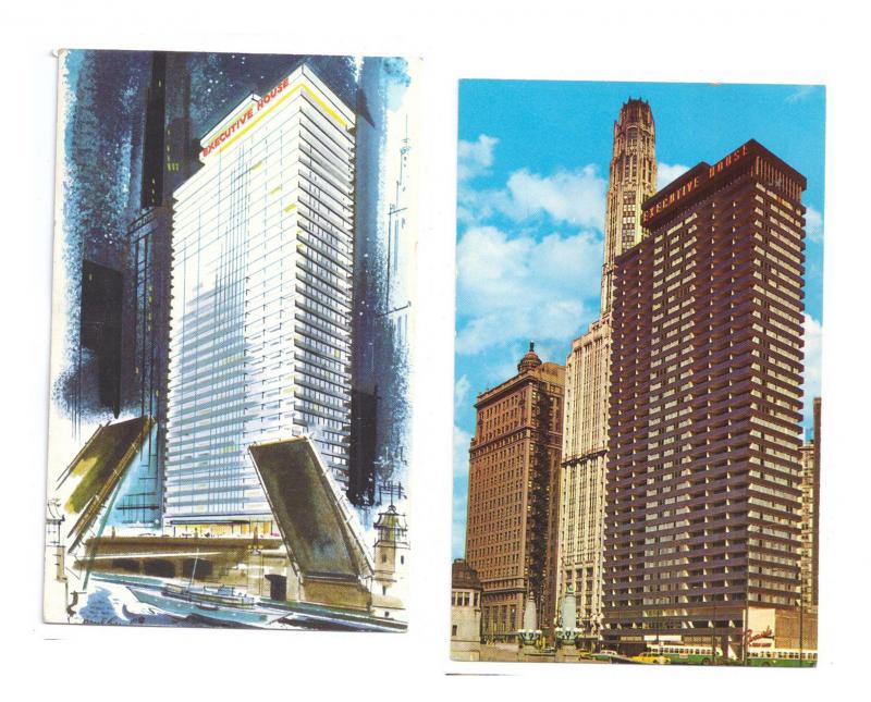 Chicago Executive House Hotel 2 Vintage Illinois Hotel Postcards