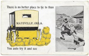 US Maysville, Oklahoma.  old penny post card 1914.