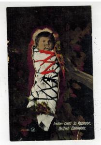 Mint Real Picture Postcard Native American Indian BC Canada Baby in Papoose