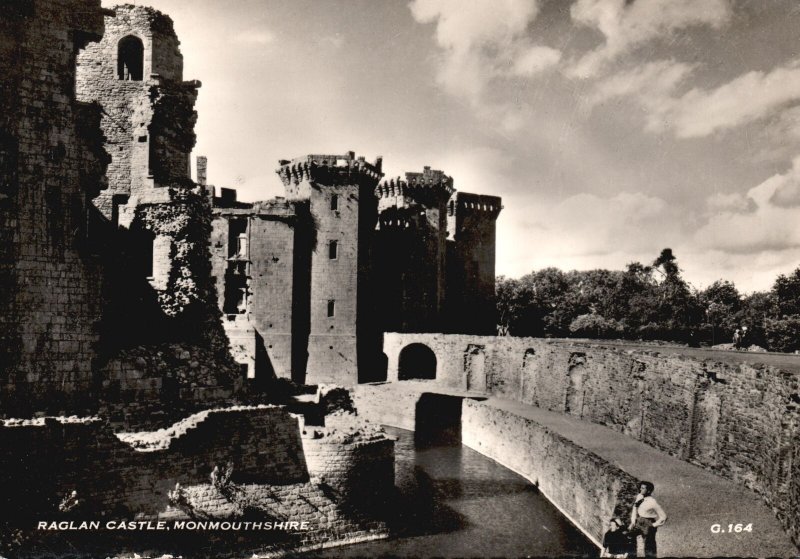 Vintage Postcard Real Photo Castle Monmouthshire Landmark Raglan Wales RPPC