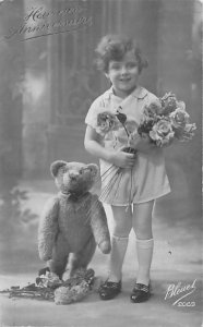 Tinted Children with Teddy Bears Postcard