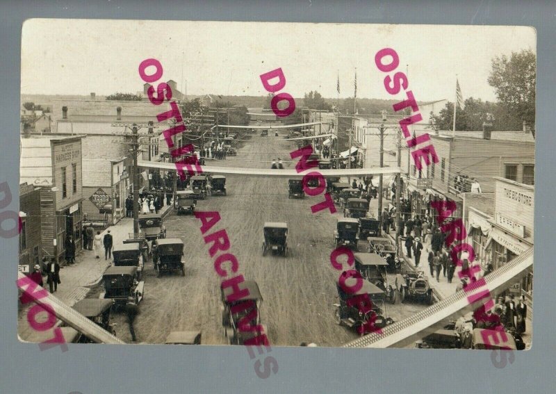 Cavalier NORTH DAKOTA RPPC c1915 PARADE MAIN STREET nr Walhalla St