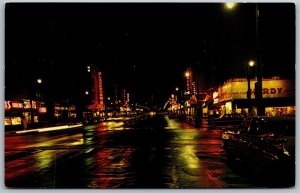 Vtg Alabama AL Birmingham at Night 4th Avenue & 20th Street View Postcard