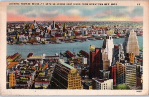 Arial View of the Brooklyn Skyline from Downtown New York New York Postcard