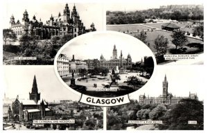 Multiple Views Of Glasgow Scotland Black And White Postcard Posted 1064